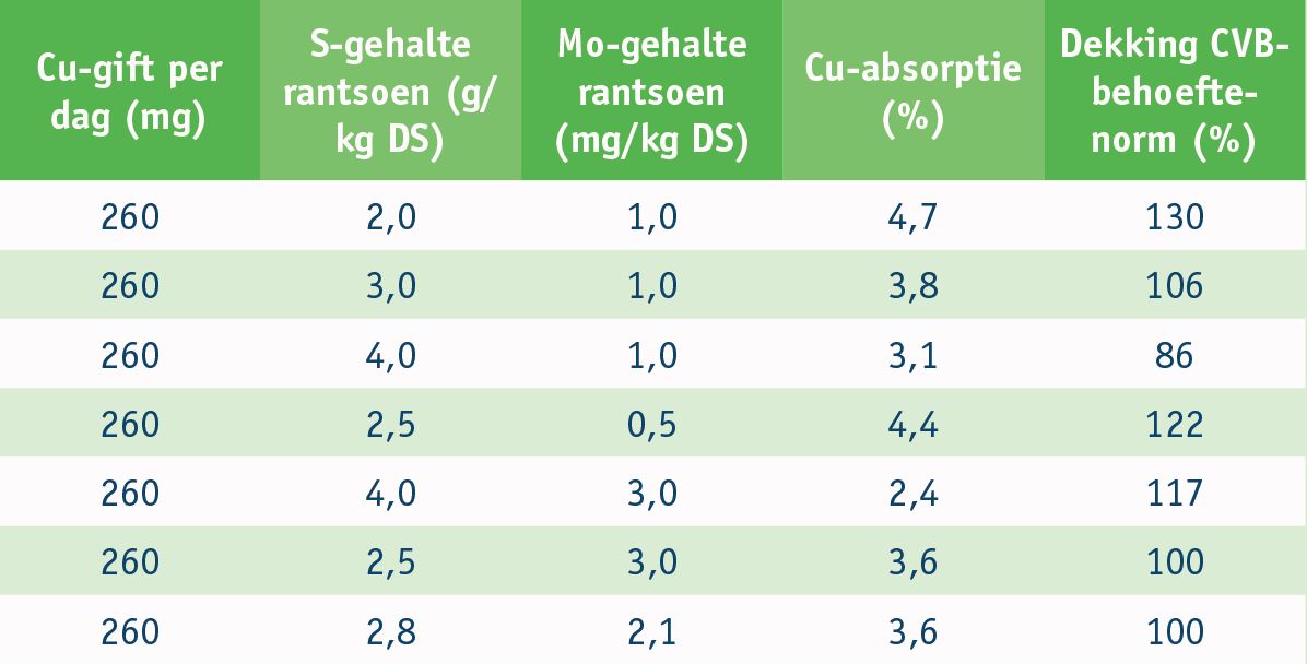 Koperabsorptie en dekking